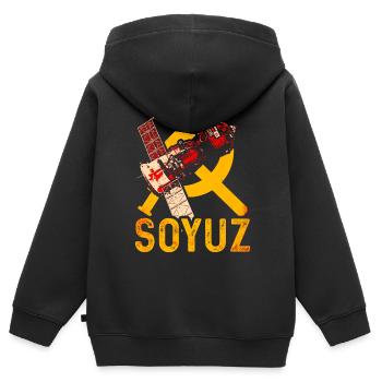 Soyuz spaceship Soviet Union - Kids Premium Organic Zip-up Hoodie - black - Back - AI Model Kid Male (0cm)