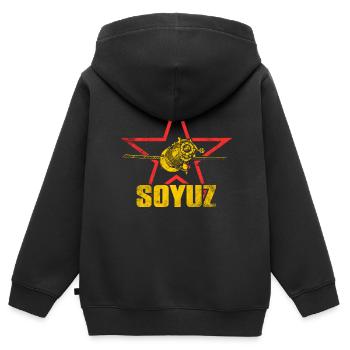 Vaisseau spatial Soyouz - Sweat Premium à capuche zippé enfant bio - noir - Dos - AI Model Kid Male (0cm)