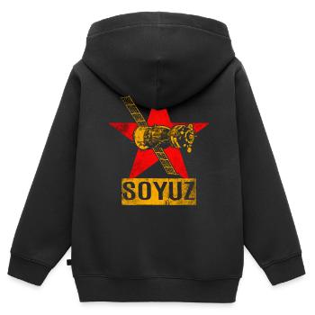 Soyuz spaceship Soviet Union - Kids Premium Organic Zip-up Hoodie - black - Back - AI Model Kid Male (0cm)
