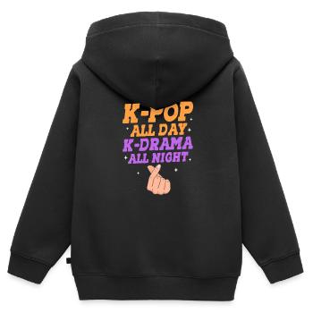 K-Pop - Kinder Premium Organic Zip Hoodie - Schwarz - Hinten - AI Model Kid Male (0cm)