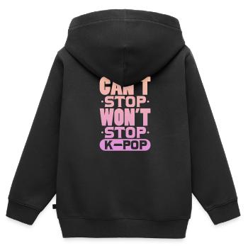 k-pop - Sweat Premium à capuche zippé enfant bio - noir - Dos - AI Model Kid Male (0cm)