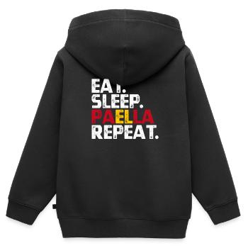 Espagne - Sweat Premium à capuche zippé enfant bio - noir - Dos - AI Model Kid Male (0cm)