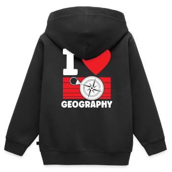 Ich Liebe Geografie Geographie Beruf Geograph - Kinder Premium Organic Zip Hoodie - Schwarz - Hinten - AI Model Kid Male (0cm)