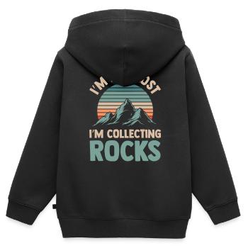 Habe Mich Nicht Verlaufen Ich Sammle Steine Beruf - Kinder Premium Organic Zip Hoodie - Schwarz - Hinten - AI Model Kid Male (0cm)