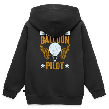 Vol en montgolfière Pilote en montgolfière - Sweat Premium à capuche zippé enfant bio - noir - Dos - AI Model Kid Male (0cm)