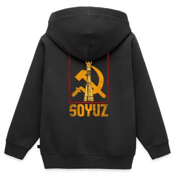 Fusée soviétique Soyouz - Sweat Premium à capuche zippé enfant bio - noir - Dos - AI Model Kid Male (0cm)