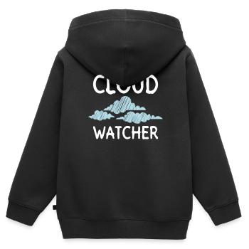 Nuages Météo météo Météo Climat Prévisions météorologiques - Sweat Premium à capuche zippé enfant bio - noir - Dos - AI Model Kid Male (0cm)