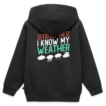 Météorologue Météo Climat Prévisions Météo - Sweat Premium à capuche zippé enfant bio - noir - Dos - AI Model Kid Male (0cm)