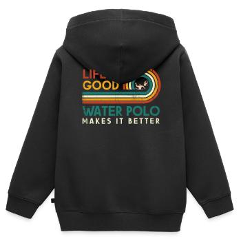 Das Leben Ist Gut Wasserball Macht Es Besser Für - Kinder Premium Organic Zip Hoodie - Schwarz - Hinten - AI Model Kid Male (0cm)