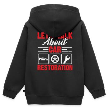 Parlons de la restauration de voiture - Sweat Premium à capuche zippé enfant bio - noir - Dos - AI Model Kid Male (0cm)