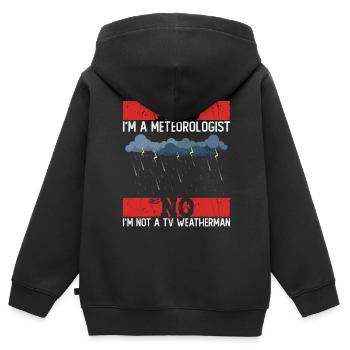 Météorologue Météo Climat Prévisions Météo - Sweat Premium à capuche zippé enfant bio - noir - Dos - AI Model Kid Male (0cm)