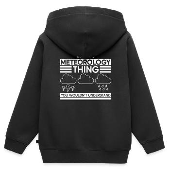 Météorologue Météo Climat Prévisions Météo - Sweat Premium à capuche zippé enfant bio - noir - Dos - AI Model Kid Male (0cm)