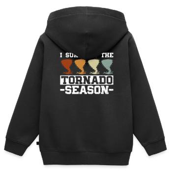 Météorologue Météo Climat Prévisions Météo - Sweat Premium à capuche zippé enfant bio - noir - Dos - AI Model Kid Male (0cm)