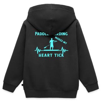 SUP paddle paddle Stand Up Paddle Surf - Sweat Premium à capuche zippé enfant bio - noir - Dos - AI Model Kid Male (0cm)