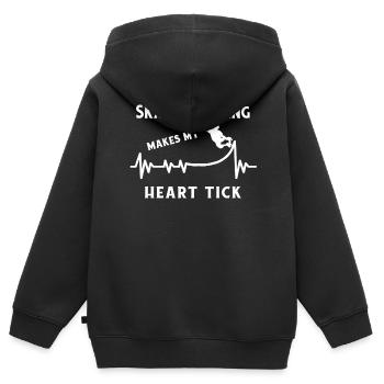 Skateboard Skater Ramp Patinage Heartbeat - Sweat Premium à capuche zippé enfant bio - noir - Dos - AI Model Kid Male (0cm)