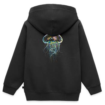 Qualle - Kinder Premium Organic Zip Hoodie - Schwarz - Hinten - AI Model Kid Male (0cm)