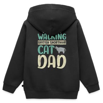 Le Walking British Shorthair Cat Dad Cat Walking - Sweat Premium à capuche zippé enfant bio - noir - Dos - AI Model Kid Male (0cm)