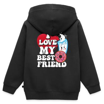 Cadeau beignet de lait - Sweat Premium à capuche zippé enfant bio - noir - Dos - AI Model Kid Male (0cm)