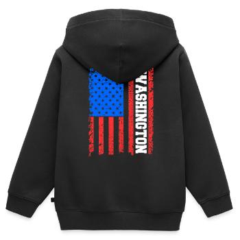 Horizon de Washington - Sweat Premium à capuche zippé enfant bio - noir - Dos - AI Model Kid Male (0cm)
