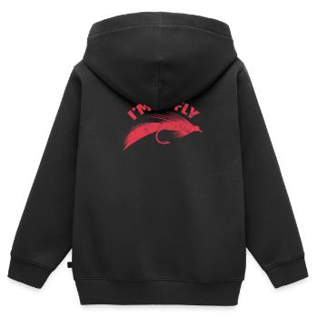 Angler - Kinder Premium Organic Zip Hoodie - Schwarz - Hinten - AI Model Kid Male (0cm)