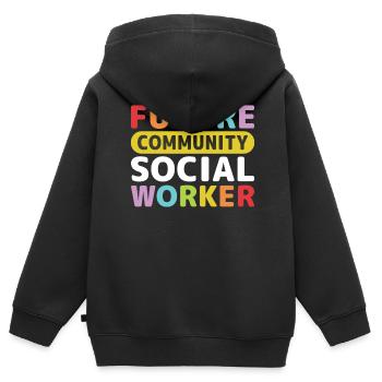 Future Community Social Worker - Kinder Premium Organic Zip Hoodie - Schwarz - Hinten - AI Model Kid Male (0cm)