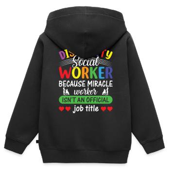 Disability Social Worker Miracle Worker - Kids Premium Organic Zip-up Hoodie - black - Back - AI Model Kid Male (0cm)