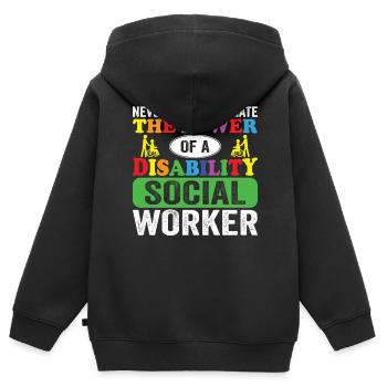 Disability Social Worker - Kinder Premium Organic Zip Hoodie - Schwarz - Hinten - AI Model Kid Male (0cm)