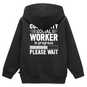 Community Social Worker In Progress - Kinder Premium Organic Zip Hoodie - Schwarz - Hinten - AI Model Kid Male (0cm)