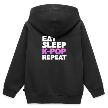 K-Pop - Sweat Premium à capuche zippé enfant bio - noir - Dos - AI Model Kid Male (0cm)