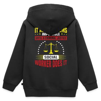 It Always Seems Impossible - Kinder Premium Organic Zip Hoodie - Schwarz - Hinten - AI Model Kid Male (0cm)