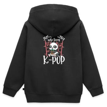 K-Pop - Sweat Premium à capuche zippé enfant bio - noir - Dos - AI Model Kid Male (0cm)