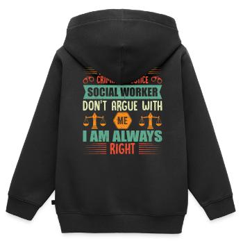 At the Future Criminal Justice Social Worker - Kids Premium Organic Zip-up Hoodie - black - Back - AI Model Kid Male (0cm)