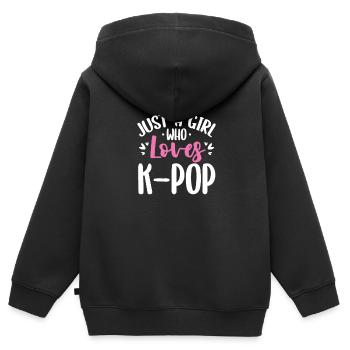 K-Pop - Kinder Premium Organic Zip Hoodie - Schwarz - Hinten - AI Model Kid Male (0cm)