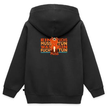 Ein Fuchs muss tun was ein Fuchs tun muss - Kinder Premium Organic Zip Hoodie - Schwarz - Hinten - AI Model Kid Male (0cm)