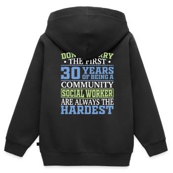 Being A Community Social Worker - Kinder Premium Organic Zip Hoodie - Schwarz - Hinten - AI Model Kid Male (0cm)
