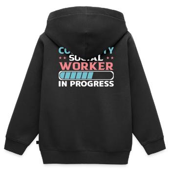 Community Social Worker In Progress - Kinder Premium Organic Zip Hoodie - Schwarz - Hinten - AI Model Kid Male (0cm)