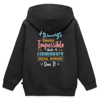 It Always Seems Impossible Until - Kinder Premium Organic Zip Hoodie - Schwarz - Hinten - AI Model Kid Male (0cm)