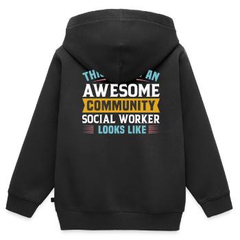 Awesome Community Social Worker - Kinder Premium Organic Zip Hoodie - Schwarz - Hinten - AI Model Kid Male (0cm)