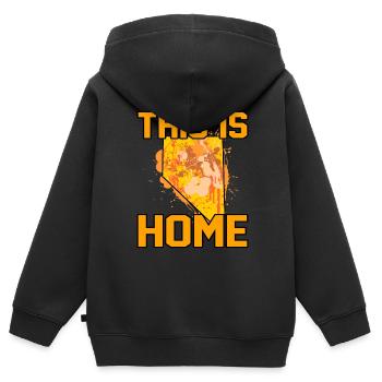 Startseite Nevada Geschenk - Kinder Premium Organic Zip Hoodie - Schwarz - Hinten - AI Model Kid Male (0cm)