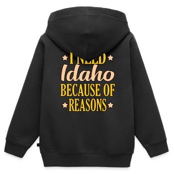 Les bonnes choses grandissent dans l’Idaho Gift - Sweat Premium à capuche zippé enfant bio - noir - Dos - AI Model Kid Male (0cm)