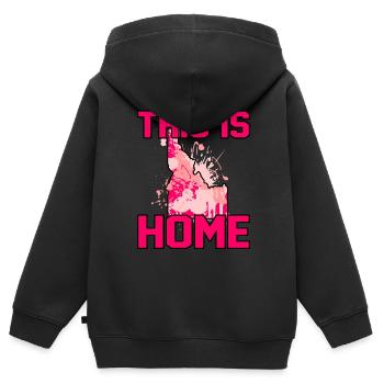 Accueil Idaho Cadeau - Sweat Premium à capuche zippé enfant bio - noir - Dos - AI Model Kid Male (0cm)