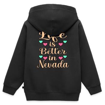 Das Leben Ist Besseres Nevada geschenk - Kinder Premium Organic Zip Hoodie - Schwarz - Hinten - AI Model Kid Male (0cm)