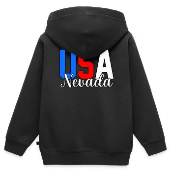 Usa nevada cadeau - Sweat Premium à capuche zippé enfant bio - noir - Dos - AI Model Kid Male (0cm)