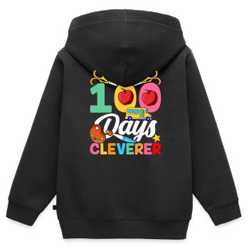 100 Days Clever Funny Sweet Sayings Équipe - Sweat Premium à capuche zippé enfant bio - noir - Dos - AI Model Kid Male (0cm)
