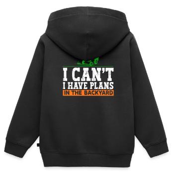 Ich Kann Nicht Ich Habe Pläne Im Hinterhof Rasen - Kinder Premium Organic Zip Hoodie - Schwarz - Hinten - AI Model Kid Male (0cm)