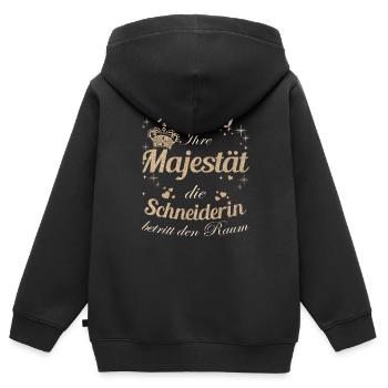 Schneidern Frauen-Majestät Damen - Kinder Premium Organic Zip Hoodie - Schwarz - Hinten - AI Model Kid Male (0cm)