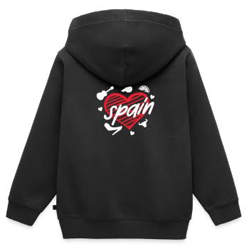 Espagne - Sweat Premium à capuche zippé enfant bio - noir - Dos - AI Model Kid Male (0cm)