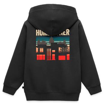 Propriétaire Propriétaire Maison propriétaire - Sweat Premium à capuche zippé enfant bio - noir - Dos - AI Model Kid Male (0cm)