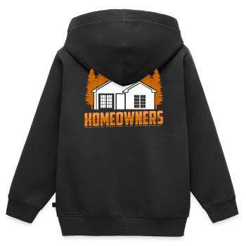 Propriétaire Propriétaire Propriétaire Hôte - Sweat Premium à capuche zippé enfant bio - noir - Dos - AI Model Kid Male (0cm)
