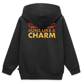 Le moteur fonctionne comme un charme - Sweat Premium à capuche zippé enfant bio - noir - Dos - AI Model Kid Male (0cm)